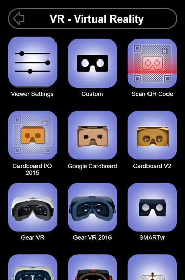 Sites in VR app's Viewer Choice menu.